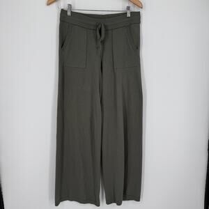 Splendid Knit Pants SZ M Army Sage Green Tie Waist Wide Leg Pockets Lounge